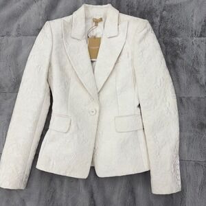 Michael Kors Collection Womens Floral Blazer White Size 2 Designer Retail $1675